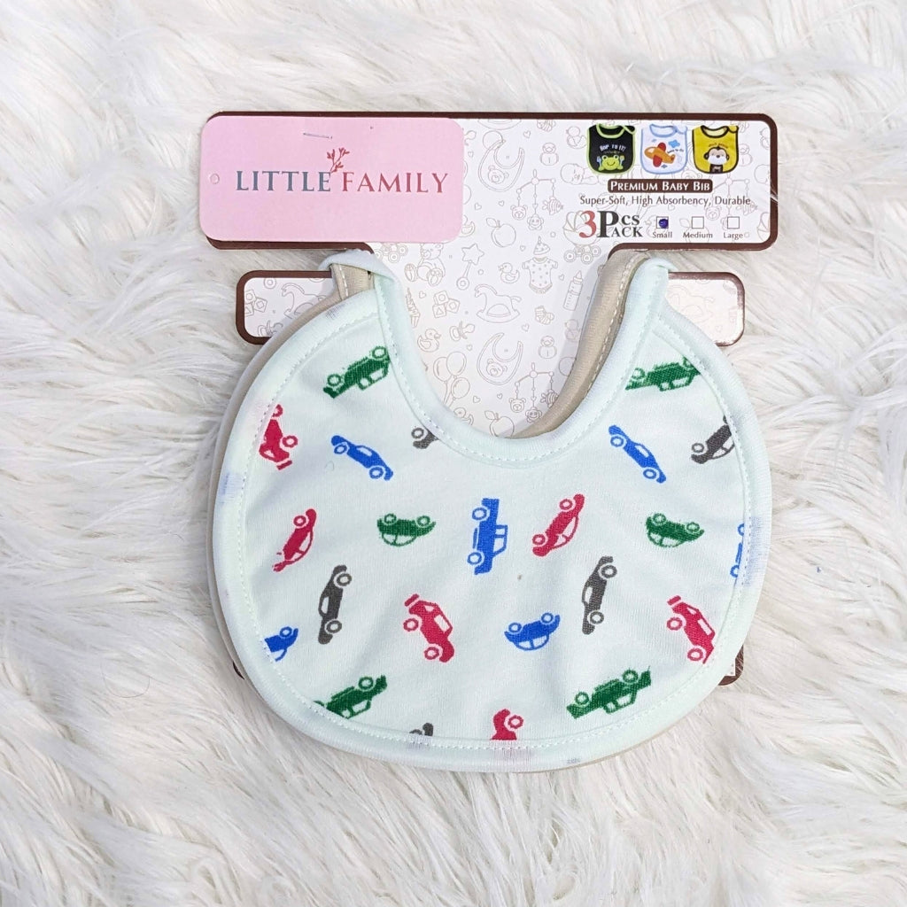 Baby Bibs Set – Pack of 3 Soft - Car Print