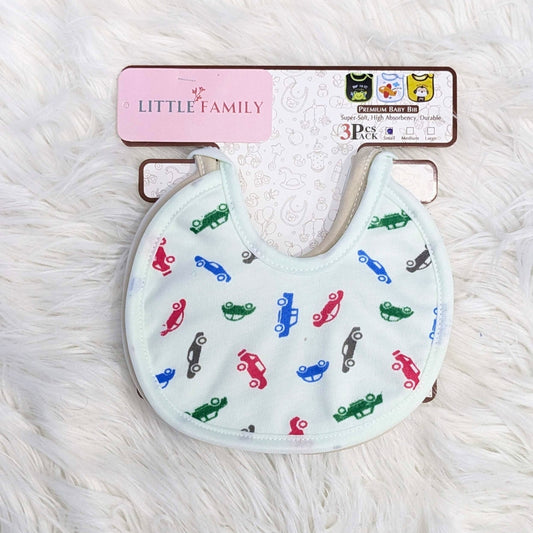 Baby Bibs Set – Pack of 3 Soft - Car Print