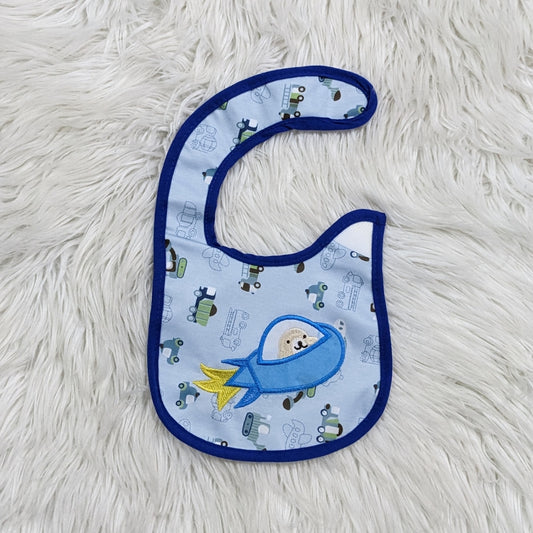 Premium Cotton Baby Bib – Rocket Car