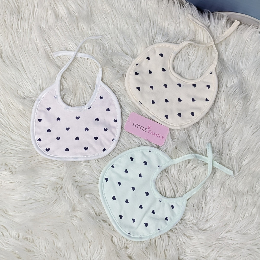 Pack of 3 Baby Bibs Set - Heart