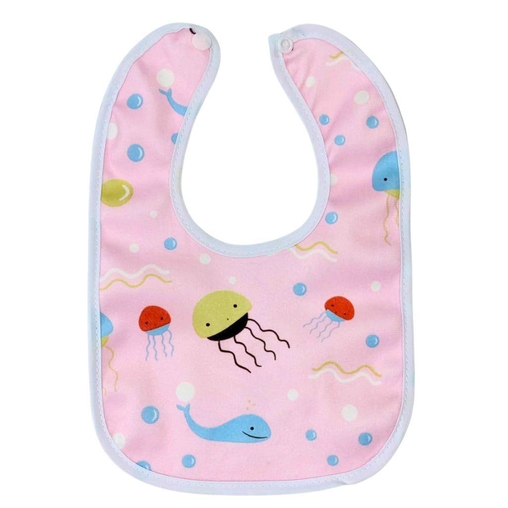 Pink Sea Animals Waterproof Baby Bib