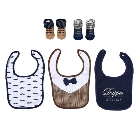 Baby Bibs & Booties Set – Formal Wear | 5-Piece