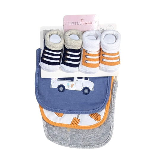 Baby Bibs & Booties Set – Ice Cream | 5-Piece
