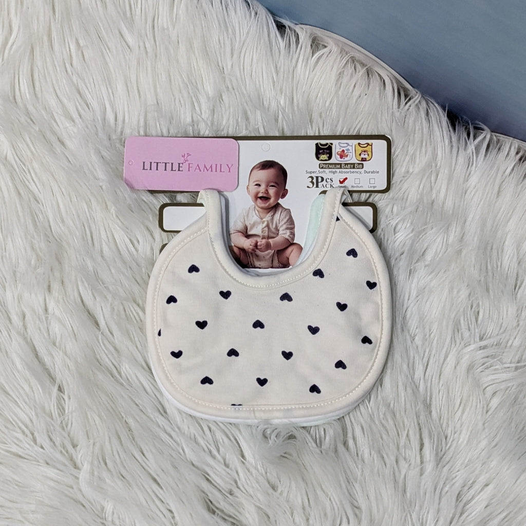 Pack of 3 Baby Bibs Set - Heart
