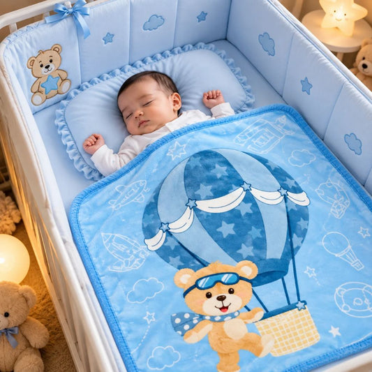 Premium Baby Soft Blanket Teddy Bear – Hot Air Balloon