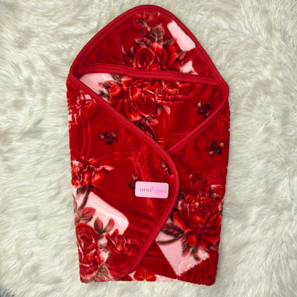 Premium Hooded Baby Blanket & Swaddle Wrap – Red