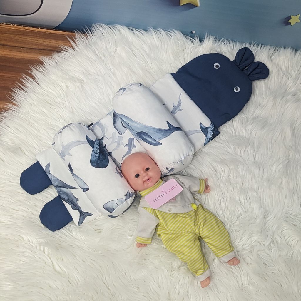 Blue Grey Dolphin Baby Head Shaping Pillow – Ergonomic Support