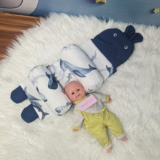 Blue Grey Dolphin Baby Head Shaping Pillow – Ergonomic Support