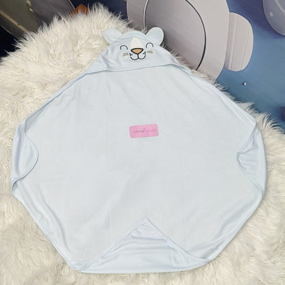 Premium Baby Hooded Wrapping Sheet | Blue Kitty