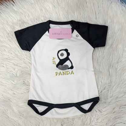 Premium Baby Bodysuit - Panda Theme | Black