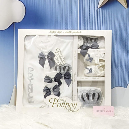 G-1425 Turkish 5-Piece Newborn Gift Set  - "Prince" | Shiny Black