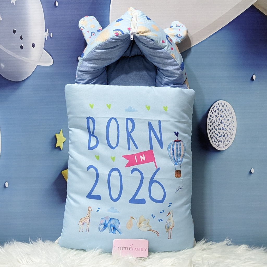 "Born In 2026" Baby 8 PC'S Bedding Set - (Sky Blue) | Large