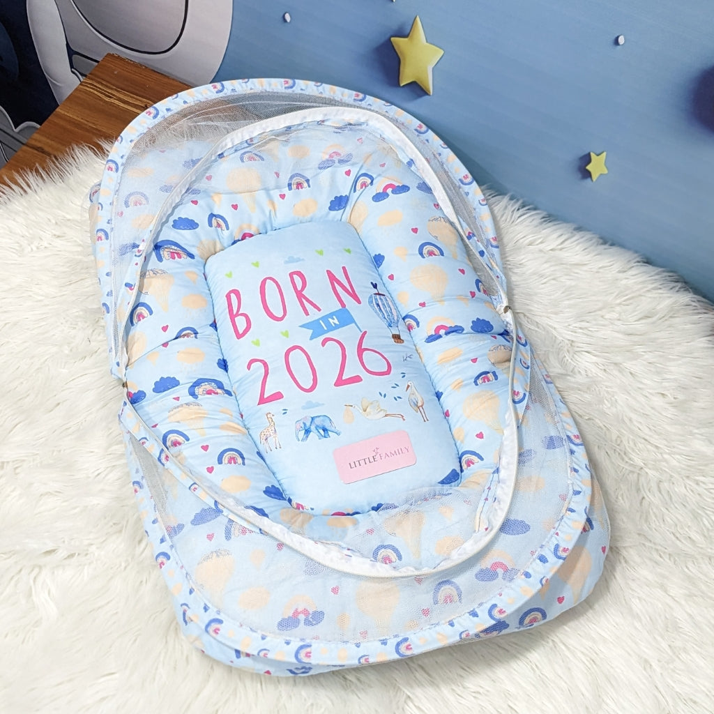 "Born In 2026" Baby 8 PC'S Bedding Set - (Sky Blue) | Large