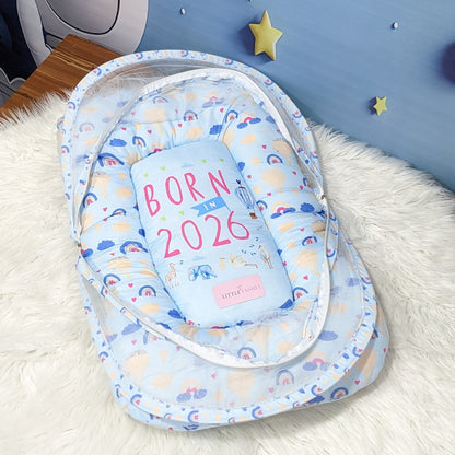 "Born In 2026" Baby 8 PC'S Bedding Set - (Sky Blue) | Large