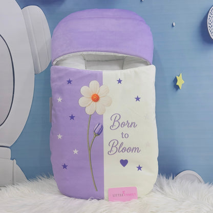 Born to Bloom Theme Premium Velvet Baby Carry Nest – Lilac
