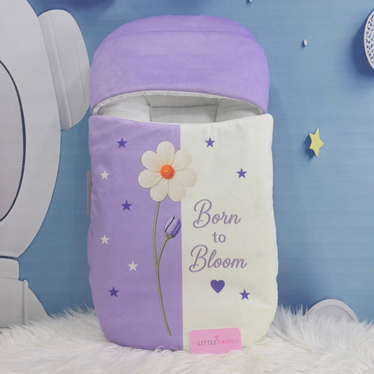 Born to Bloom Theme Premium Velvet Baby Carry Nest – Lilac