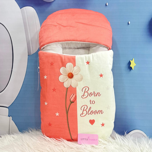 Born to Bloom Theme Premium Velvet Baby Carry Nest – Coral