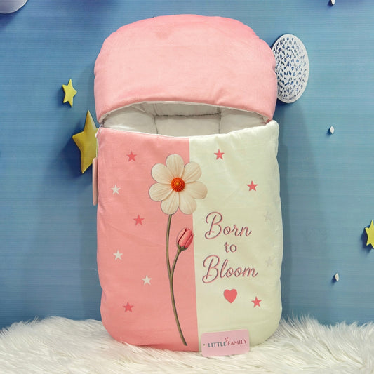 Born to Bloom Theme Premium Velvet Baby Carry Nest – Pink