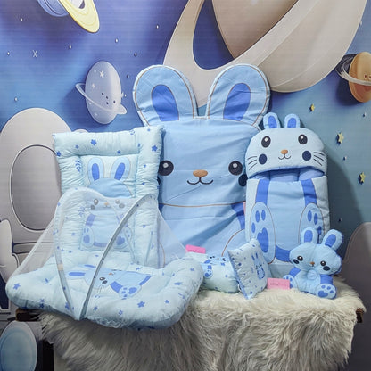 Premium 8-Piece Bunny Baby Bedding Set - Blue