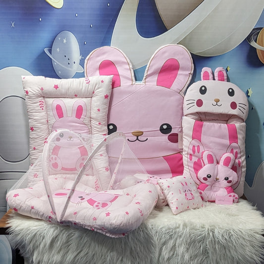 Premium 8-Piece Bunny Baby Bedding Set - Pink