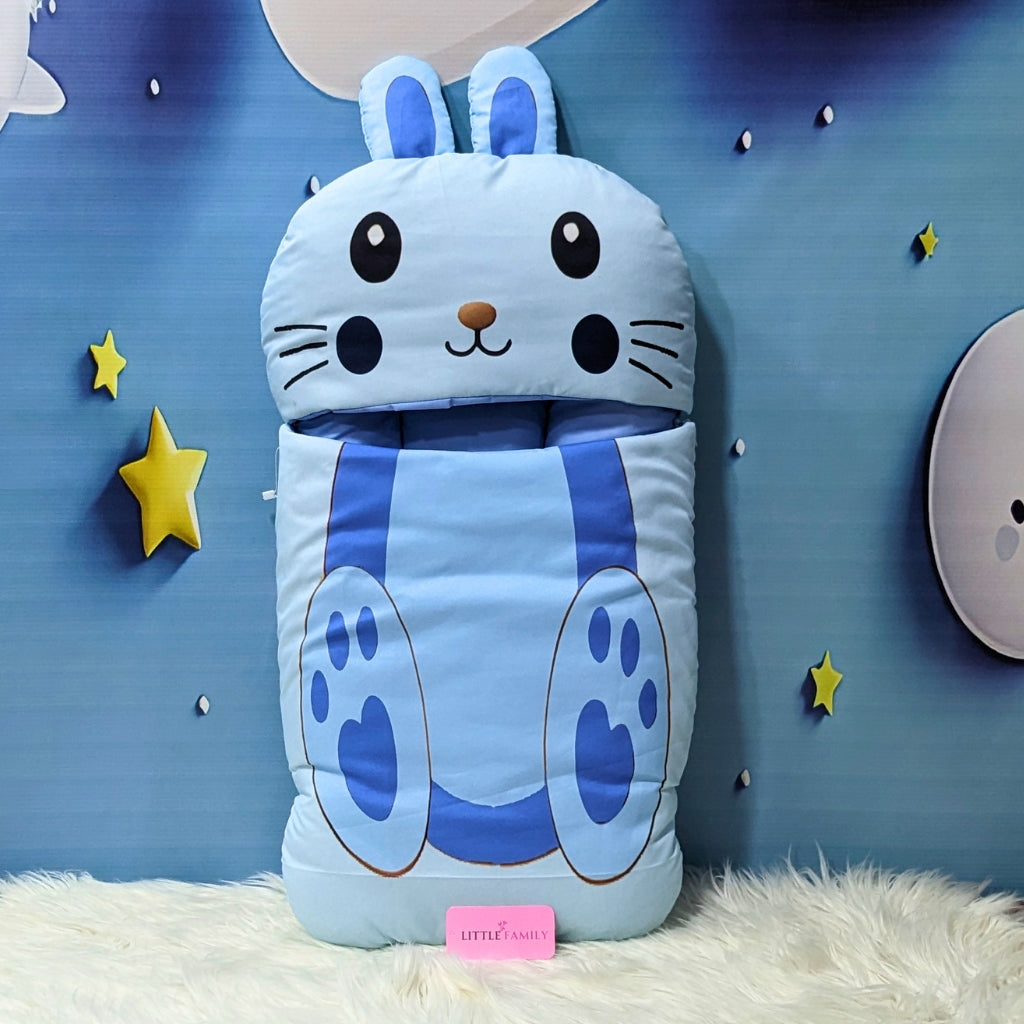 Premium Velvet Baby Carry Nest | "Bunny Theme" – Blue