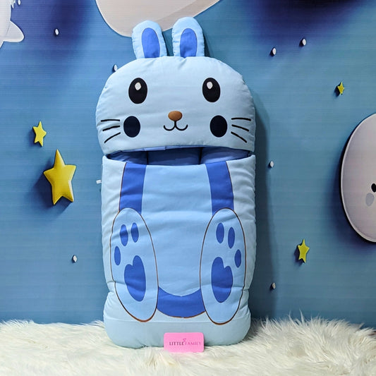 Premium Velvet Baby Carry Nest | "Bunny Theme" – Blue