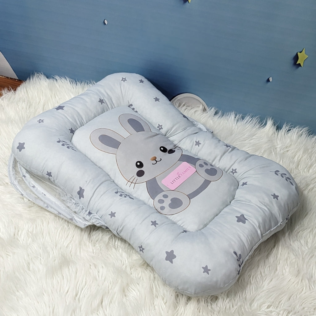 Premium 8-Piece Bunny Baby Bedding Set - Grey
