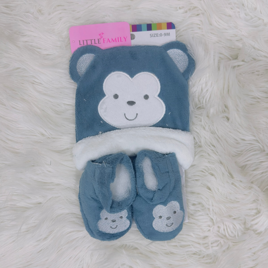 Baby Cap & Booties Set – Ocean Bear | 3-Piece