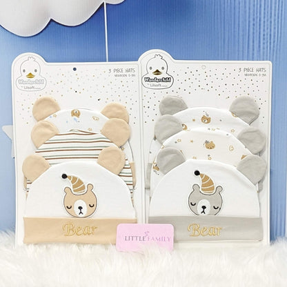 Newborn Baby Cotton Caps – Pack of 3 | Baby Bear