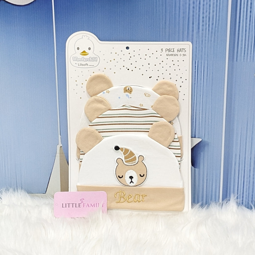 Newborn Baby Cotton Caps – Pack of 3 | Baby Bear