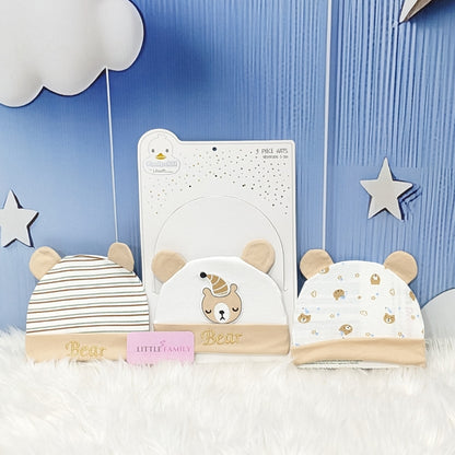 Newborn Baby Cotton Caps – Pack of 3 | Baby Bear