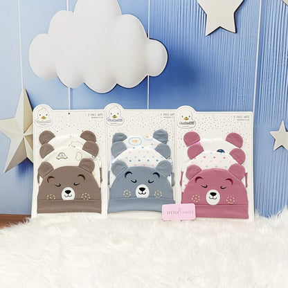 Newborn Baby Cotton Caps – Pack of 3 | Bear