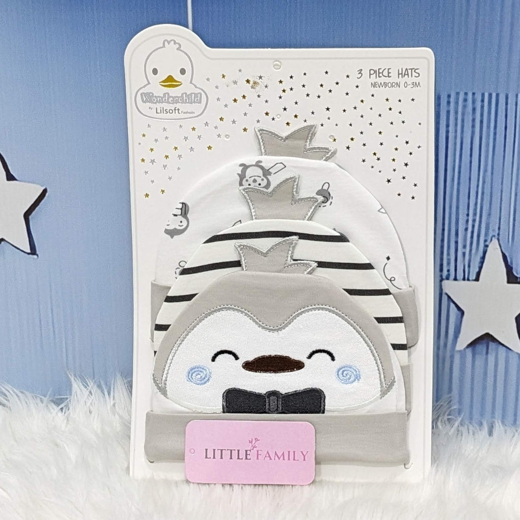 Newborn Baby Cotton Caps – Pack of 3 | Penguin