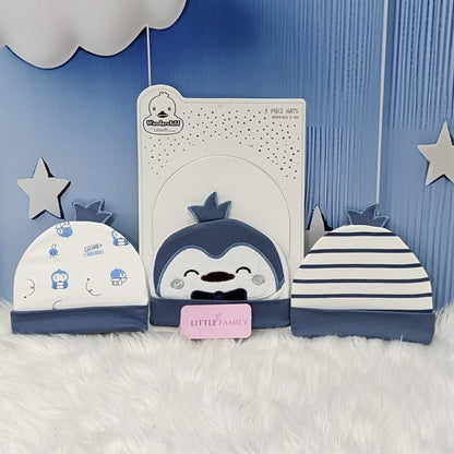 Newborn Baby Cotton Caps – Pack of 3 | Penguin
