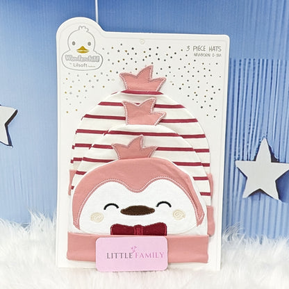 Newborn Baby Cotton Caps – Pack of 3 | Penguin