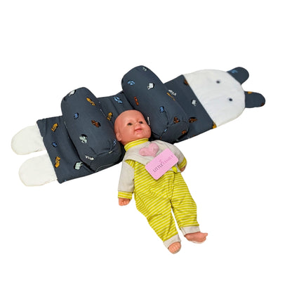 Dark Grey Car Theme Baby Head Shaping Pillow – Ergonomic Support