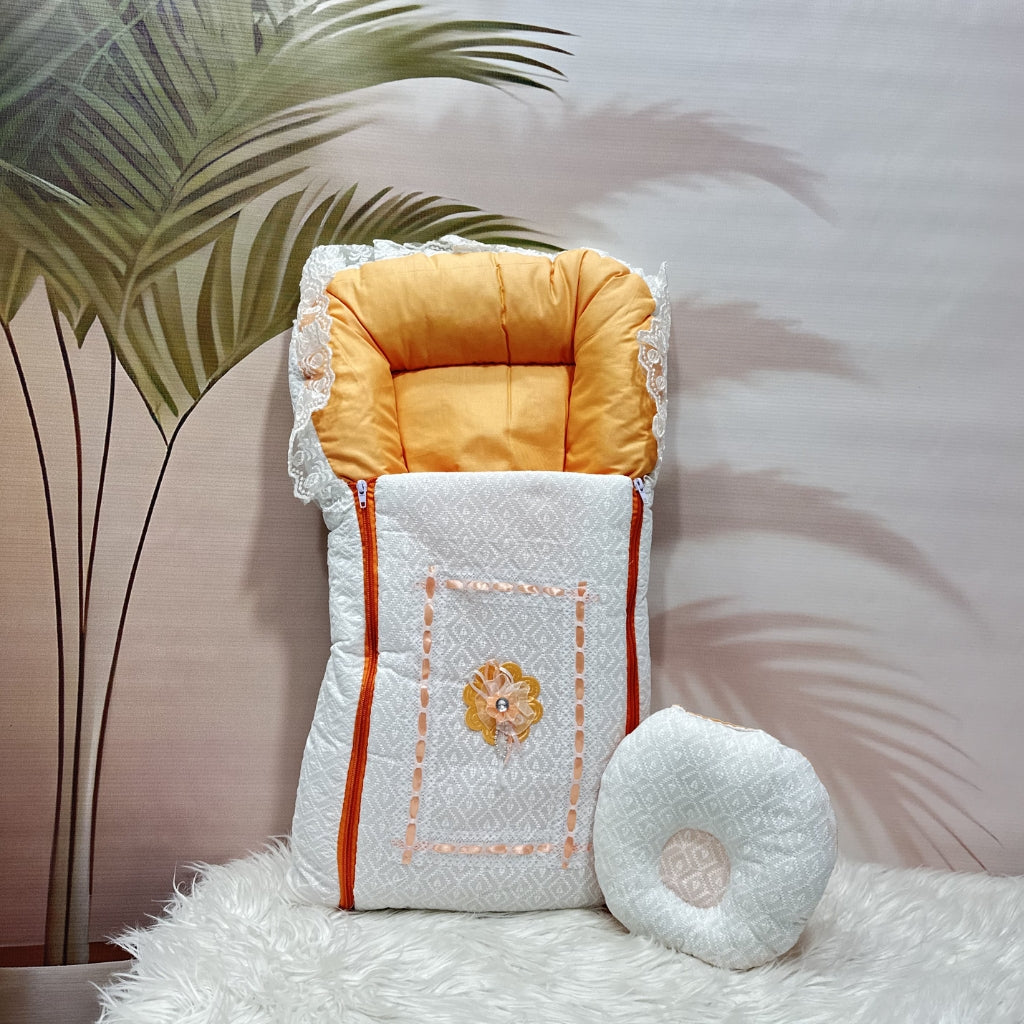 Winter Chikankari Baby Carry Nest with Zipper