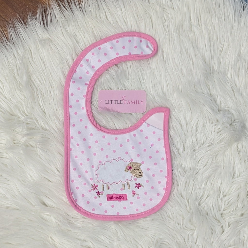 Premium Cotton Baby Bib – Pink Sheep