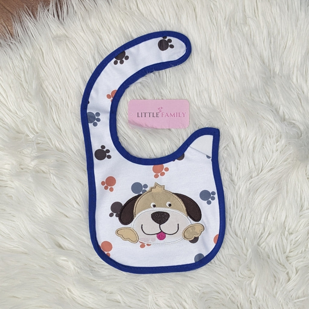 Premium Cotton Baby Bib – Blue Dog
