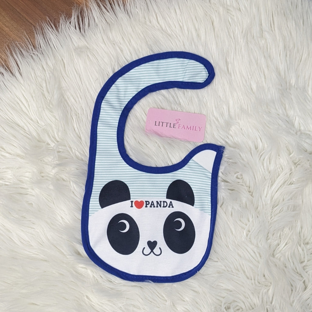 Premium Cotton Baby Bib – Blue Panda