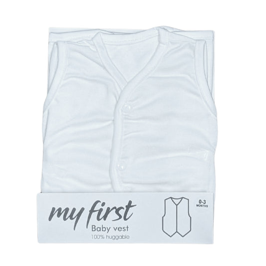 White Cotton Baby Vest Set – 3 Pieces Pack
