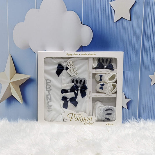 G-1425 Turkish-Style Baby Gift Set – Navy Blue Little Prince Edition (5 Pieces)