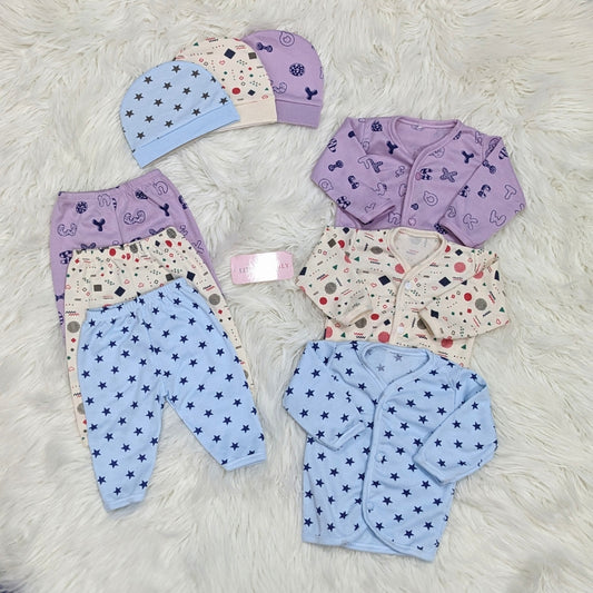 “Blue Twinkle” Print – 3-Piece Baby Suit Set