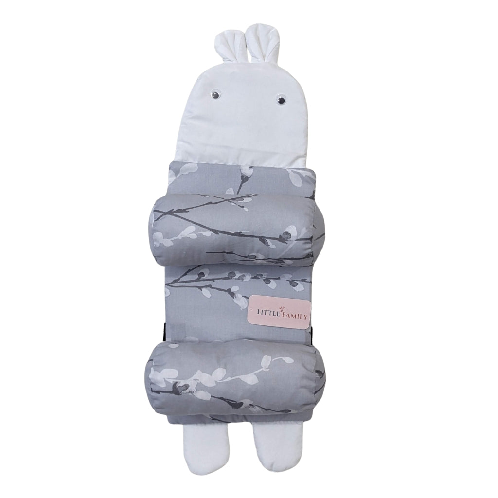 Elegant Grey Floral Baby Head Shaping Pillow – Ergonomic Support