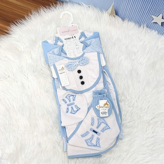 Premium 11-Piece Fleece Newborn Gift Set – Formal Edition (Blue)
