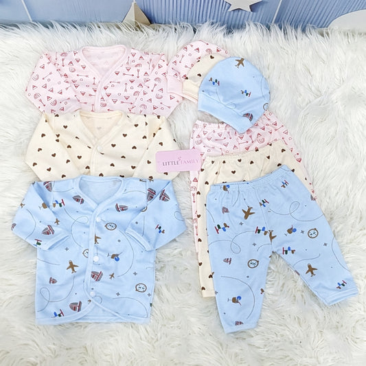 Newborn 3-Piece Cotton Outfit Set – Pack of 3