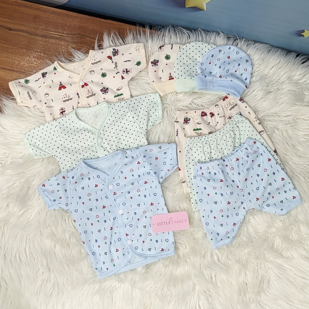 Newborn 3-Piece Cotton Outfit Set (Half) – Pack of 3