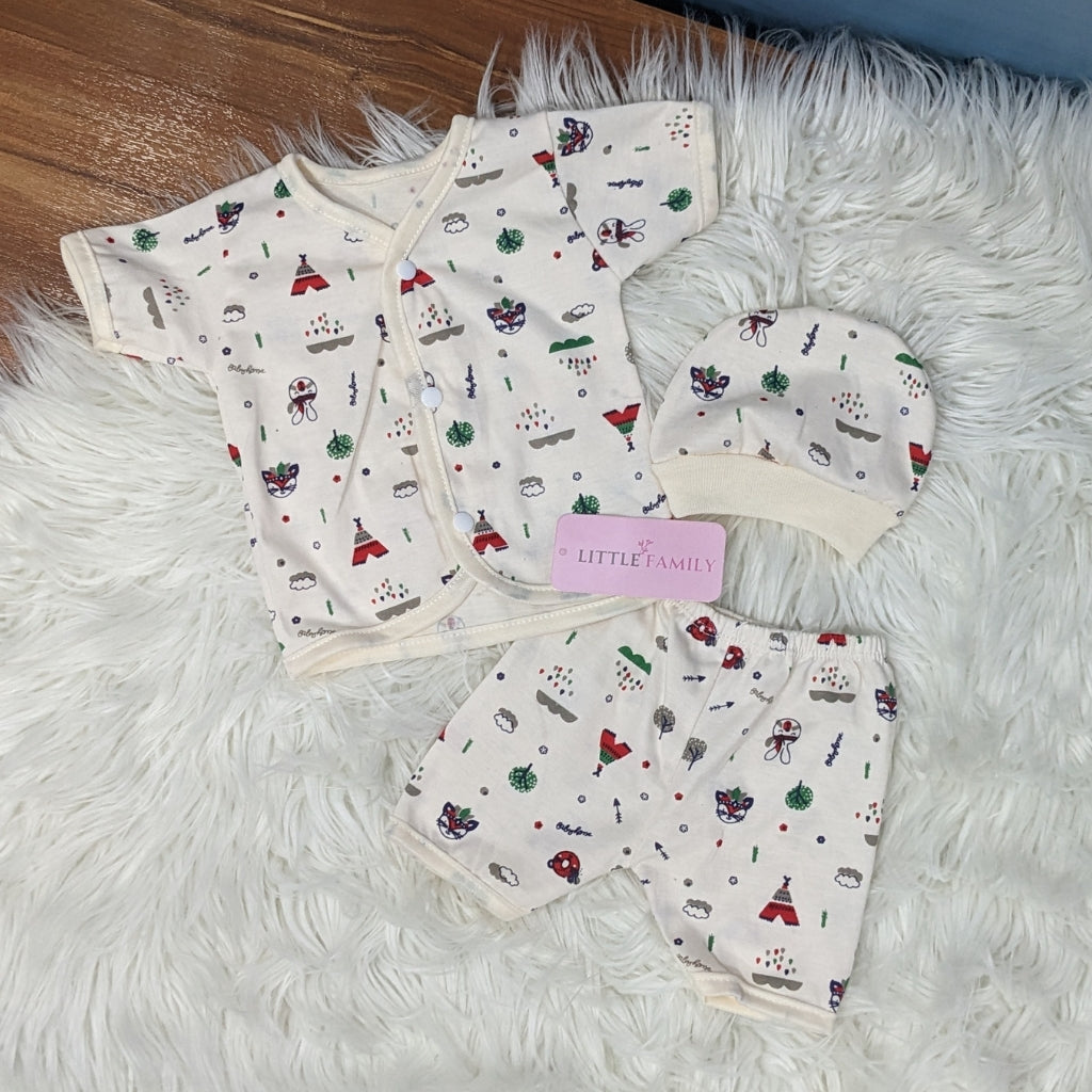 Newborn 3-Piece Cotton Outfit Set (Half) – Pack of 3