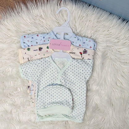 Newborn 3-Piece Cotton Outfit Set (Half) – Pack of 3