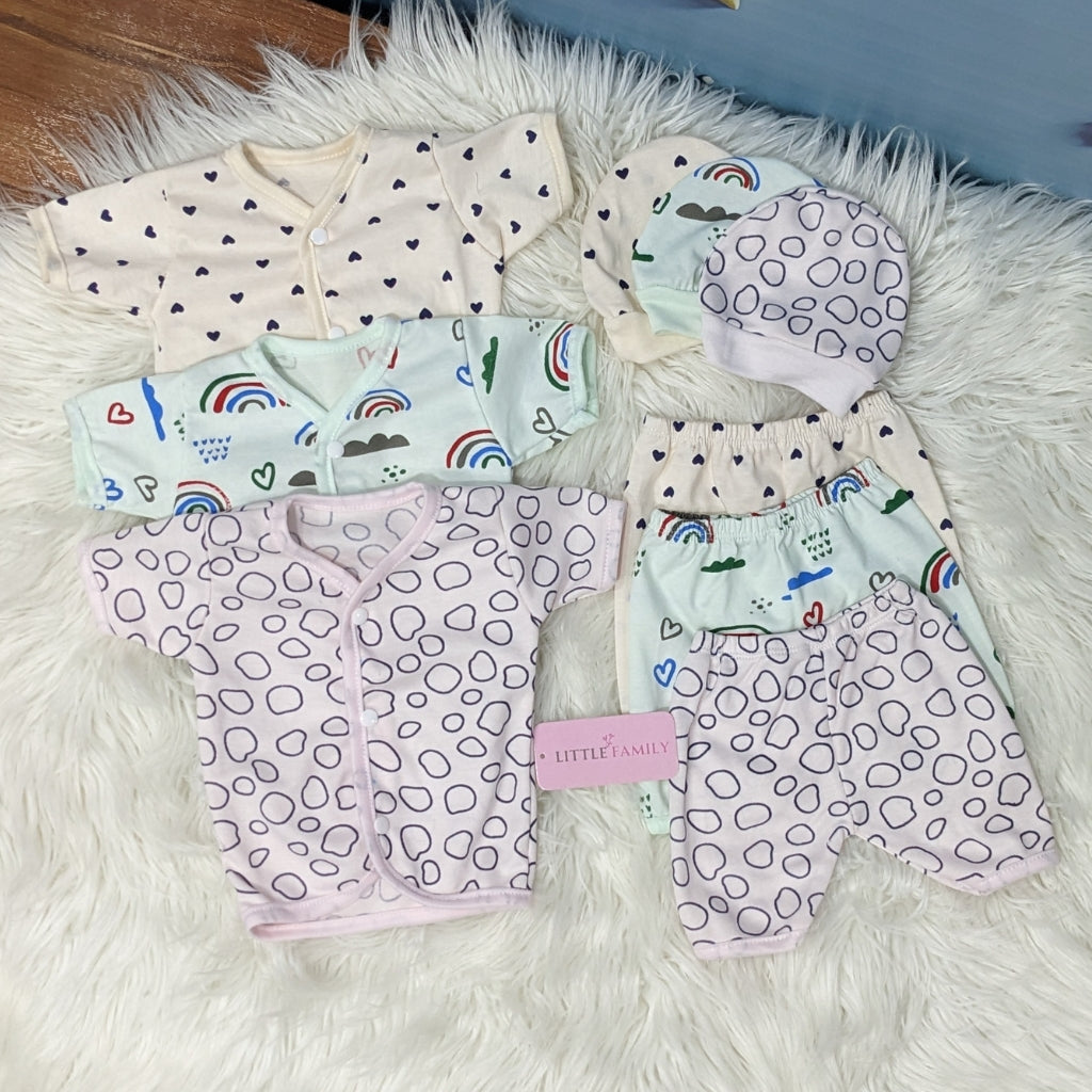 Newborn 3-Piece Cotton Outfit Set (Half) – Pack of 3